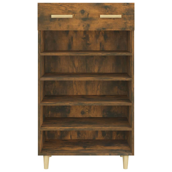 Beril Wooden Shoe Storage Cabinet With Drawer In Smoked Oak