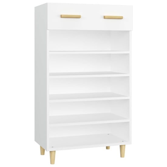 Beril Wooden Shoe Storage Cabinet With Drawer In White