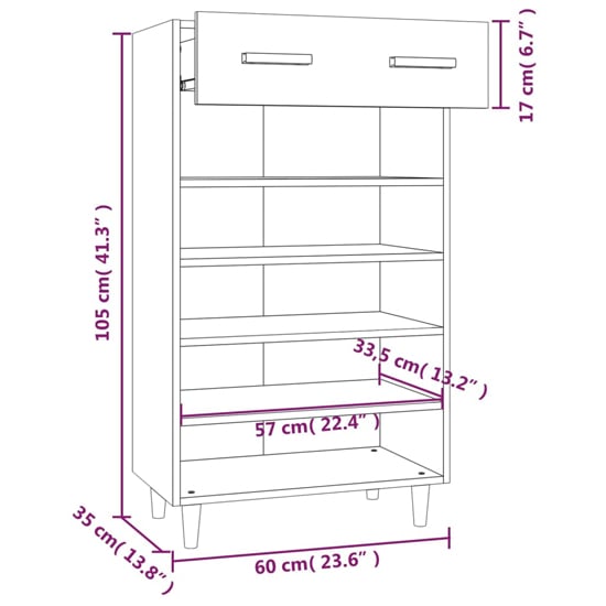 Beril Wooden Shoe Storage Cabinet With Drawer In White