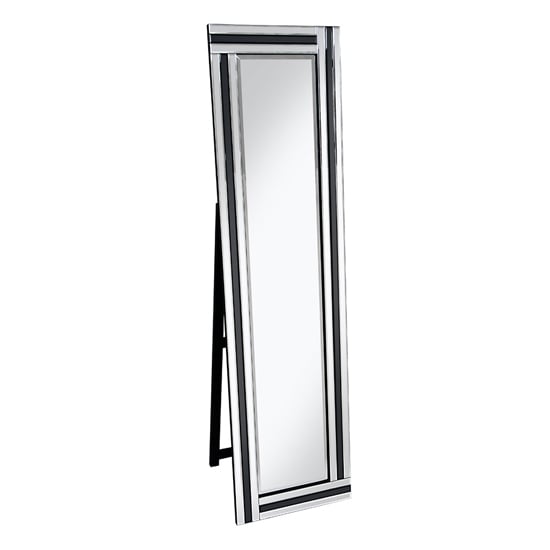 Berit Free Standing Cheval Mirror In Black And Silver