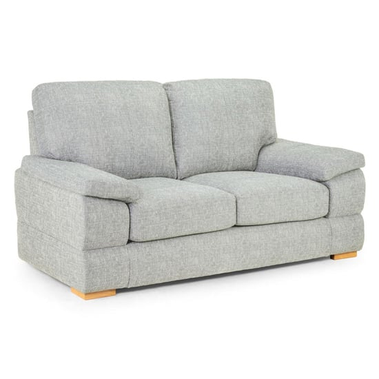 Product photograph of Berla Fabric 2 Seater Sofa With Wooden Legs In Silver from Furniture in Fashion