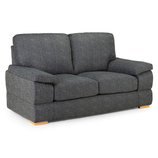 Berla Fabric 2 Seater Sofa With Wooden Legs In Slate