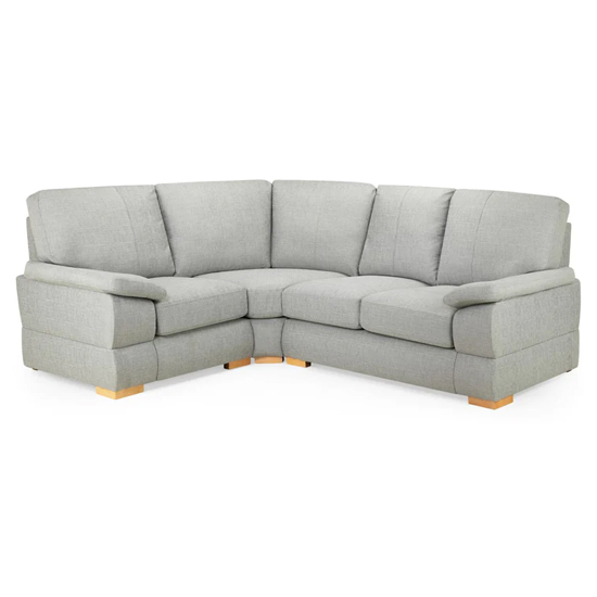 Berla Fabric Corner Sofa Left Hand In Silver With Wooden Legs