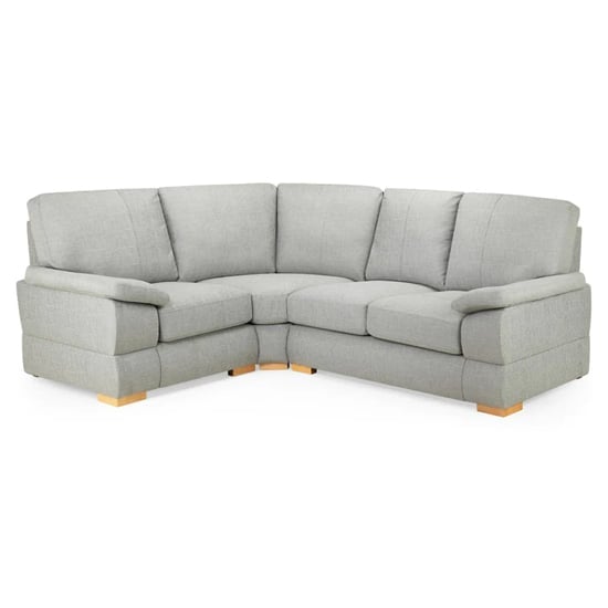 Product photograph of Berla Fabric Corner Sofa Left Hand With Wooden Legs In Silver from Furniture in Fashion