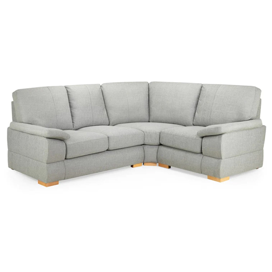 Berla Fabric Corner Sofa Right Hand In Silver With Wooden Legs