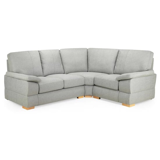 Product photograph of Berla Fabric Corner Sofa Right Hand With Wooden Legs In Silver from Furniture in Fashion