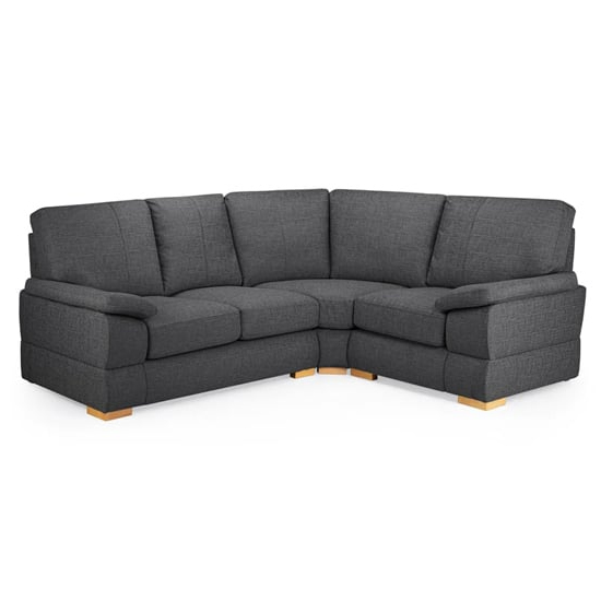 Read more about Berla fabric corner sofa right hand with wooden legs in slate