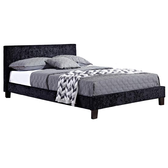 Berlin Fabric Small Double Bed In Black Crushed Velvet_2