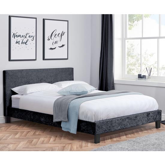 Berlin Fabric Small Double Bed In Black Crushed Velvet_1