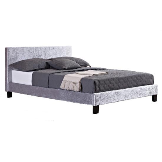 Berlin Fabric Small Double Bed In Steel Crushed Velvet