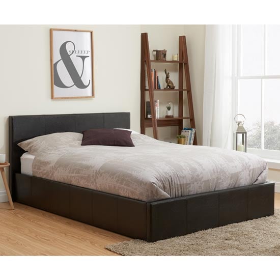 Berlin Fabric Ottoman Double Bed In Brown