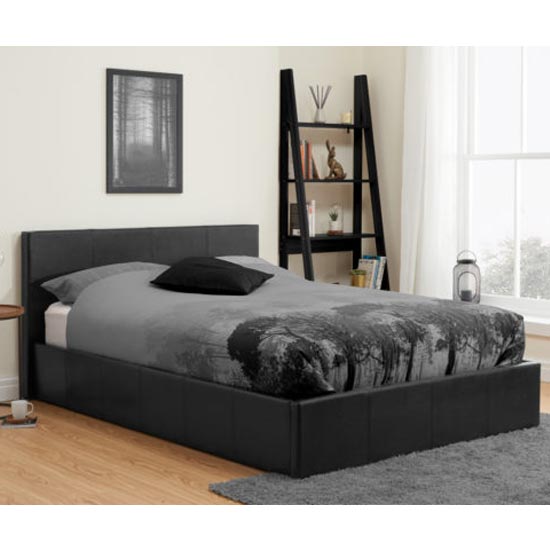 Photo of Berlins faux leather ottoman king size bed in black