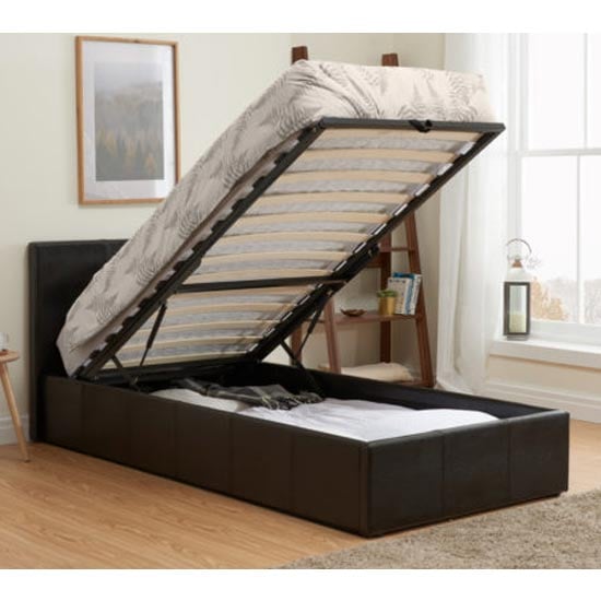 Berlin Fabric Ottoman Single Bed In Brown FiF