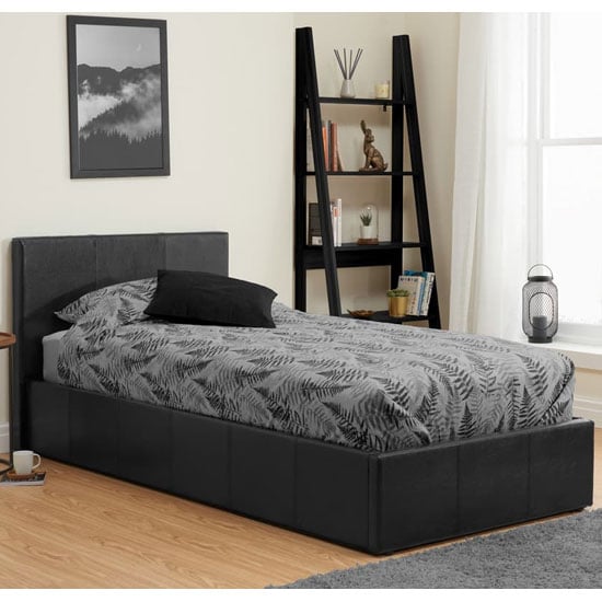 Photo of Berlins faux leather ottoman small double bed in black