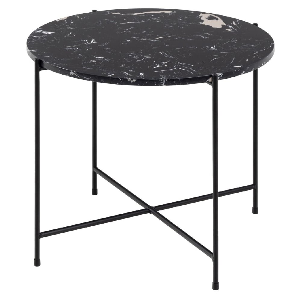 Read more about Berlin marble side table large with metal legs in black