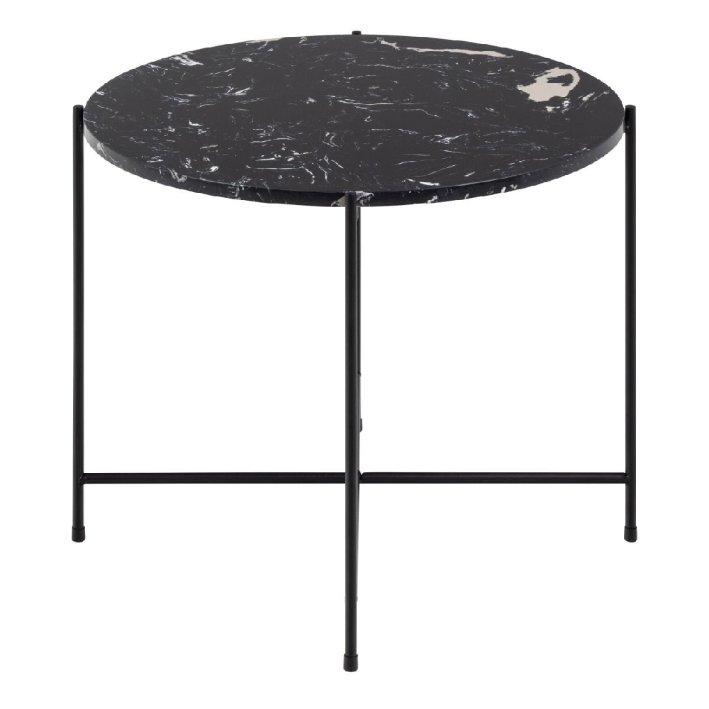 Berlin Marble Side Table Large With Metal Legs In Black