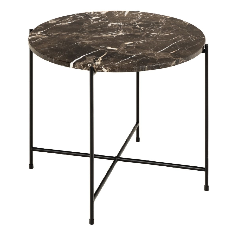 Berlin Marble Side Table Large With Metal Legs In Brown