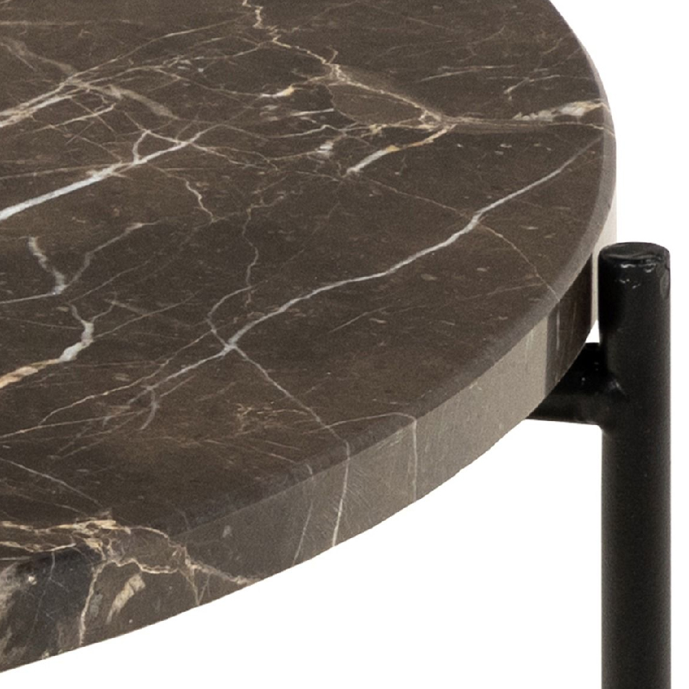 Berlin Marble Side Table Large With Metal Legs In Brown