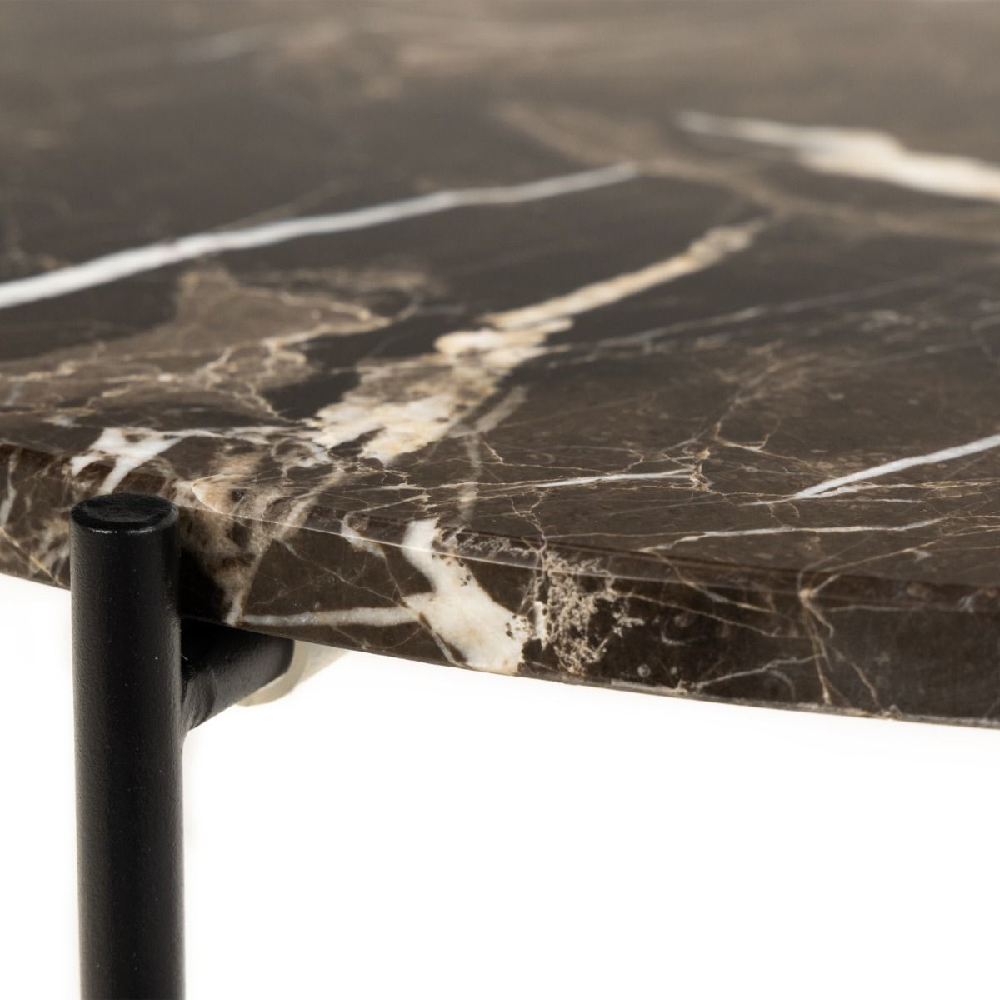 Berlin Marble Side Table Large With Metal Legs In Brown