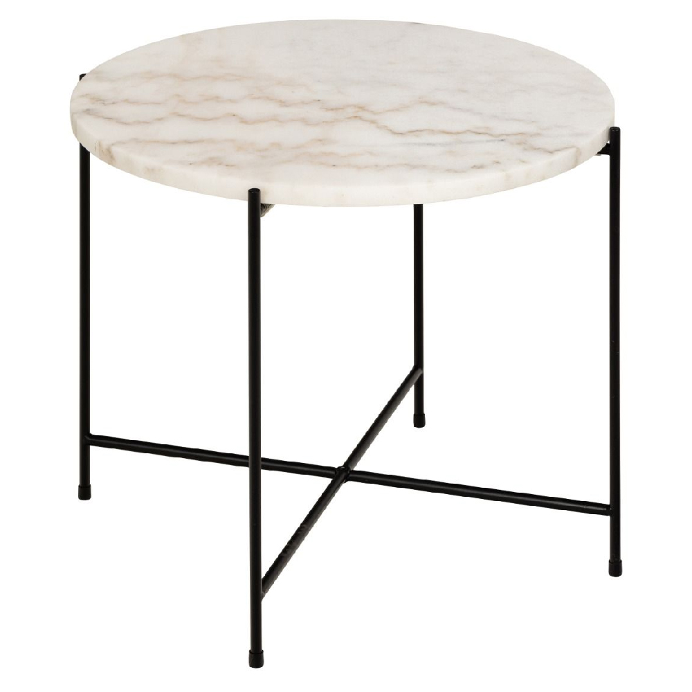Read more about Berlin marble side table large with metal legs in white