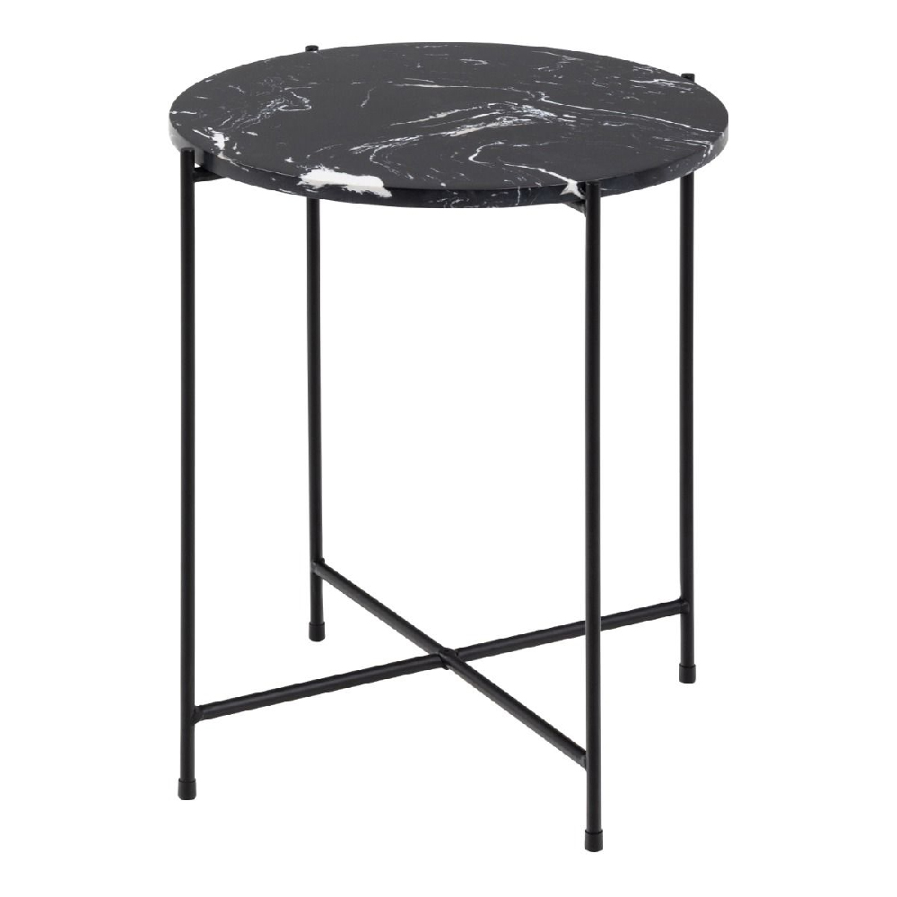 Berlin Marble Side Table Small With Metal Legs In Black