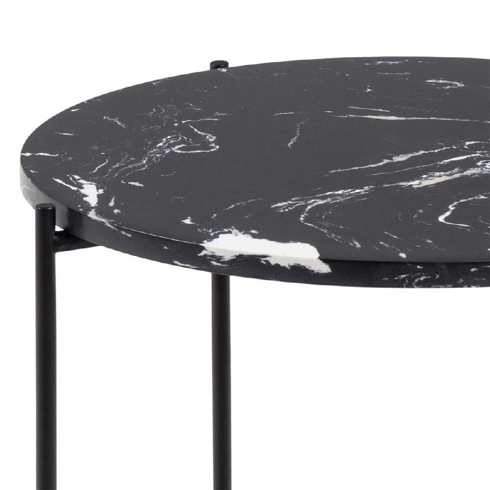 Berlin Marble Side Table Small With Metal Legs In Black