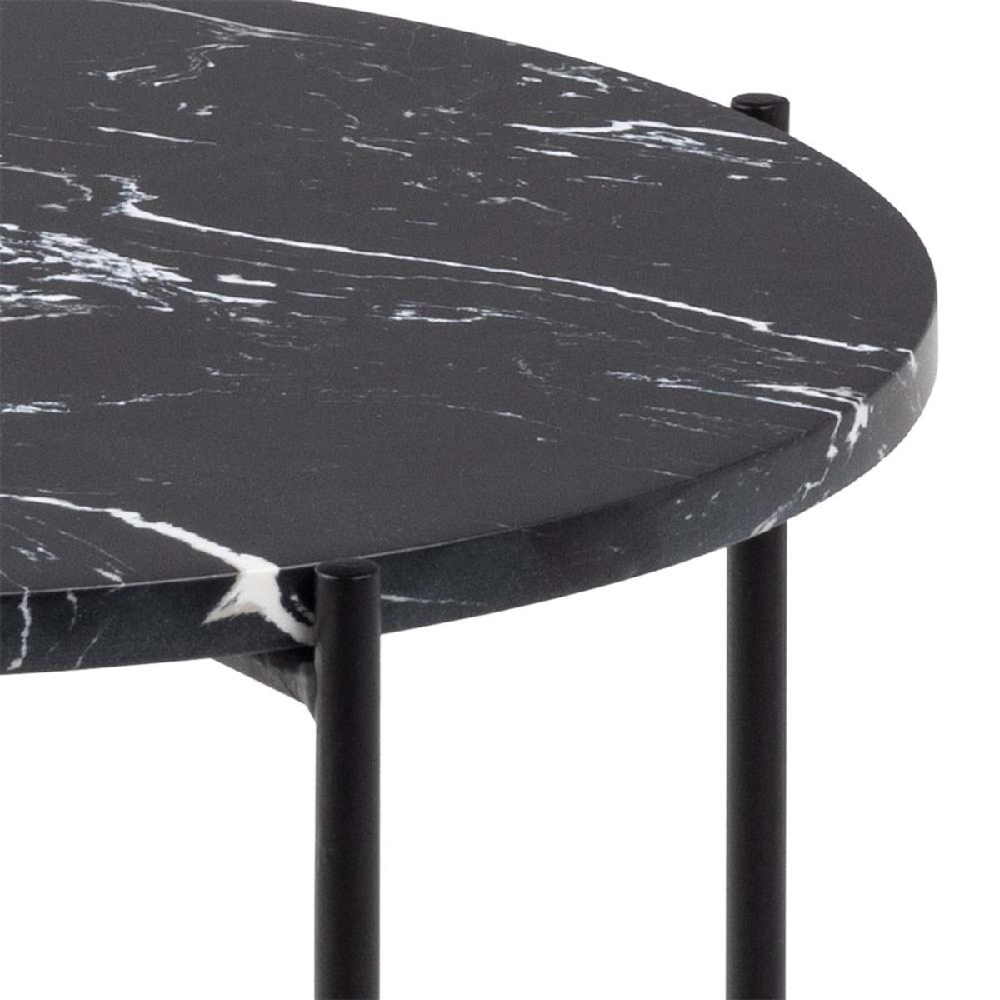 Berlin Marble Side Table Small With Metal Legs In Black