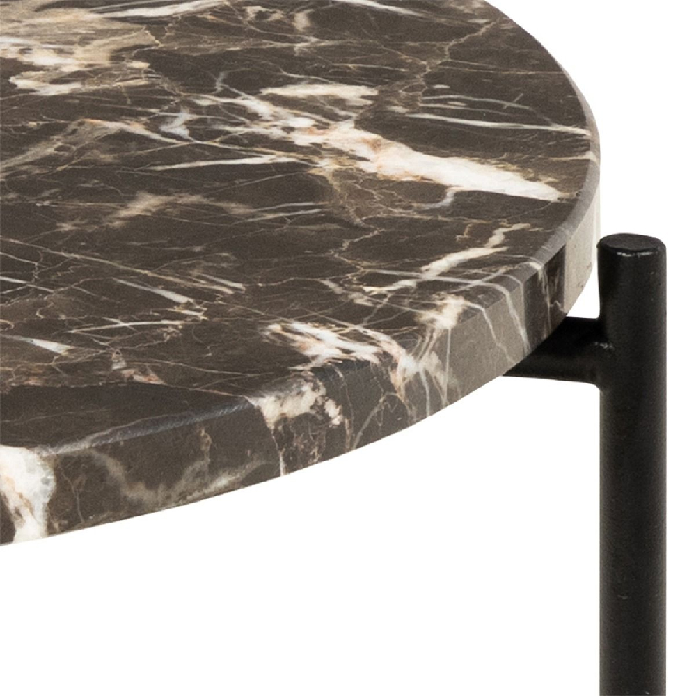 Berlin Marble Side Table Small With Metal Legs In Brown