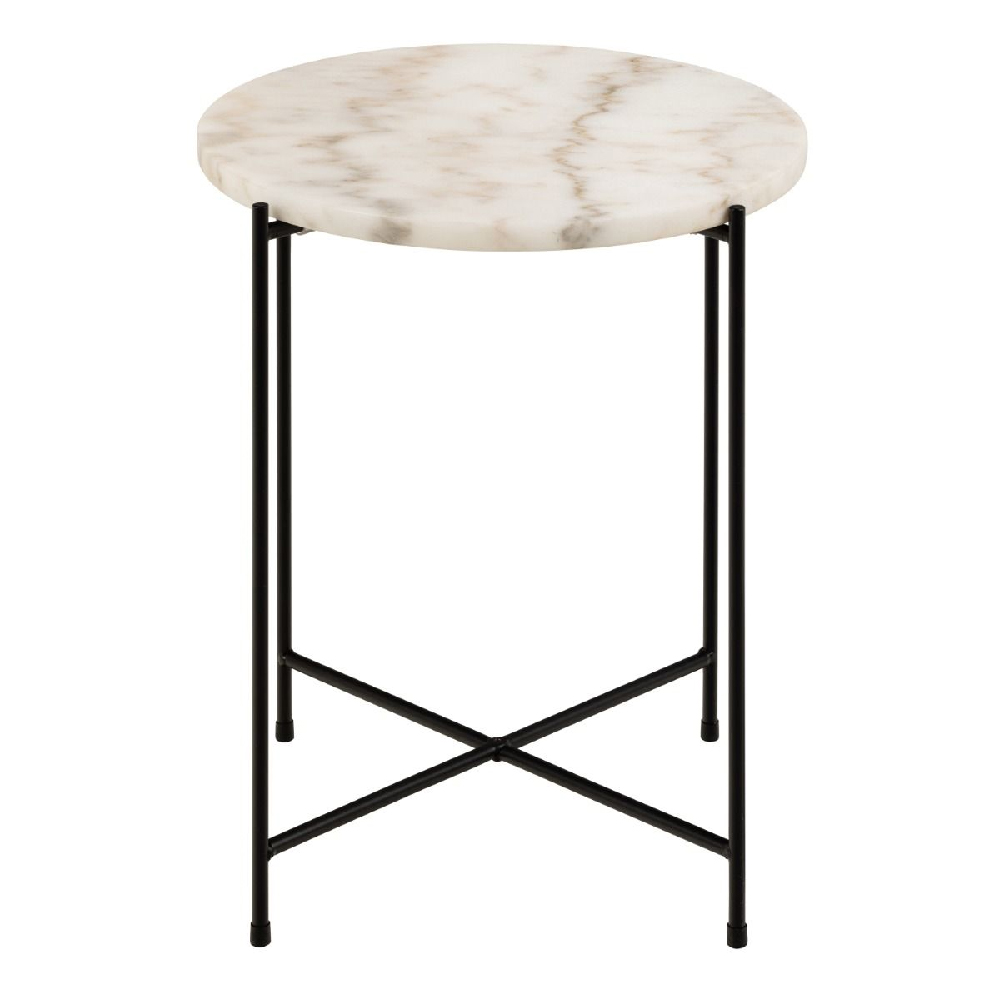 Read more about Berlin marble side table small with metal legs in white