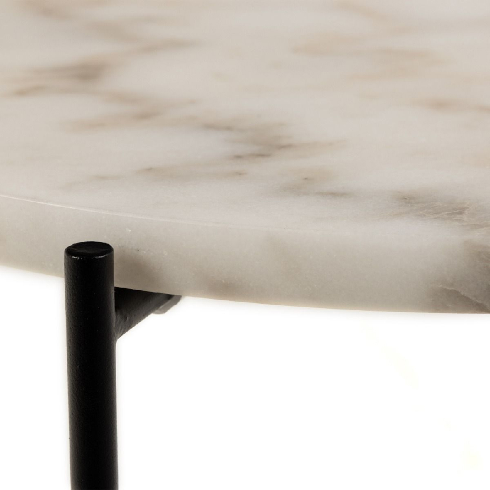 Berlin Marble Side Table Small With Metal Legs In White