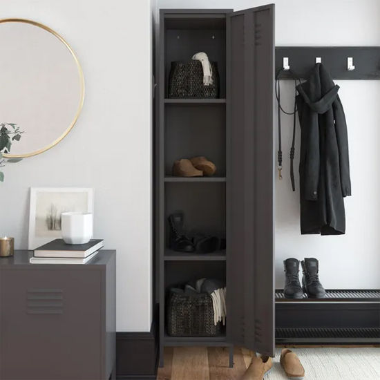 Berlin Metal Storage Cabinet Tall With 1 Door In Grey