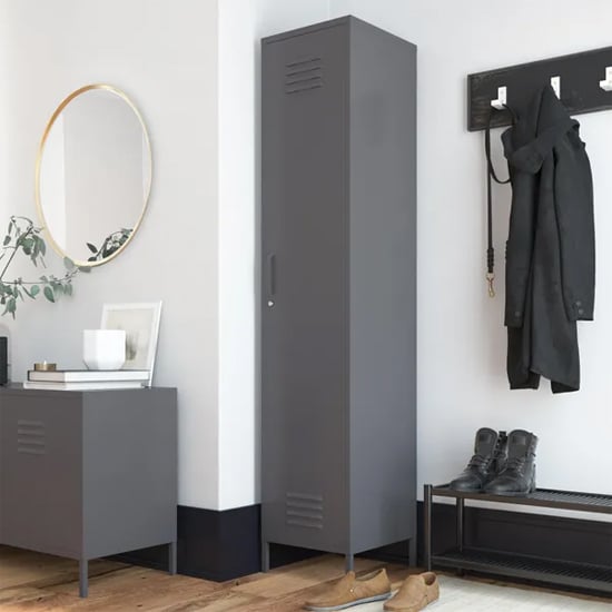 Berlin Metal Storage Cabinet Tall With 1 Door In Grey