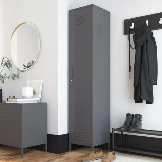 Read more about Berlin metal storage cabinet tall with 1 door in grey