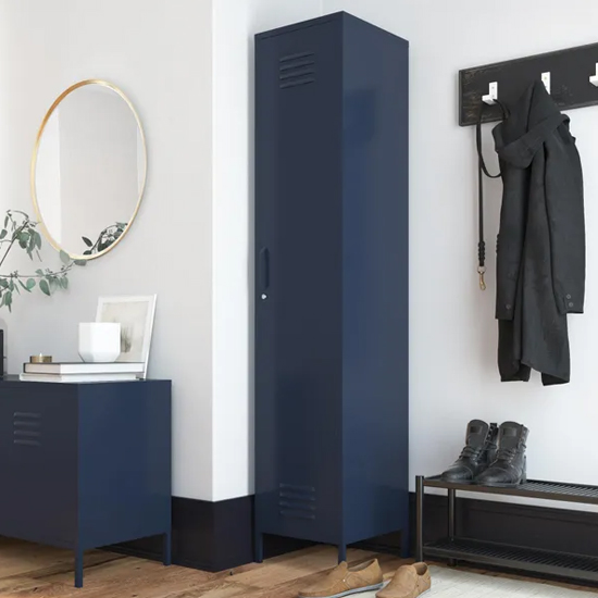 Read more about Berlin metal storage cabinet tall with 1 door in navy