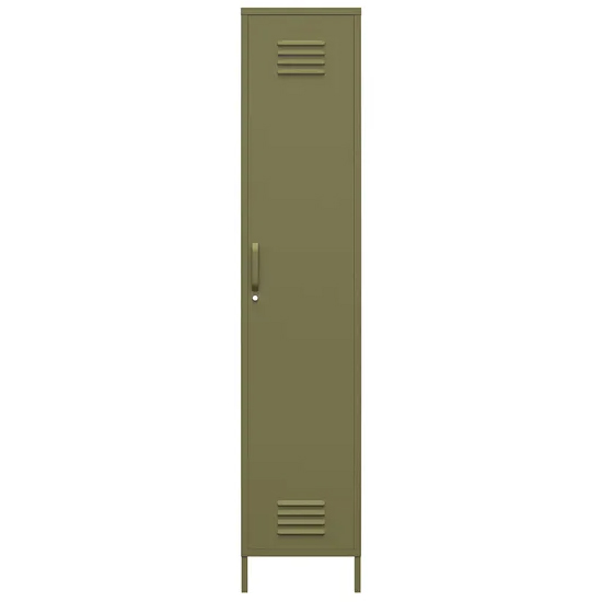 Berlin Metal Storage Cabinet Tall With 1 Door In Olive Green