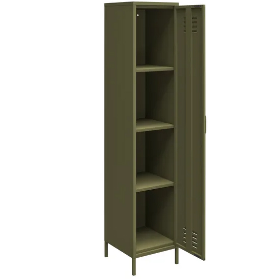Berlin Metal Storage Cabinet Tall With 1 Door In Olive Green