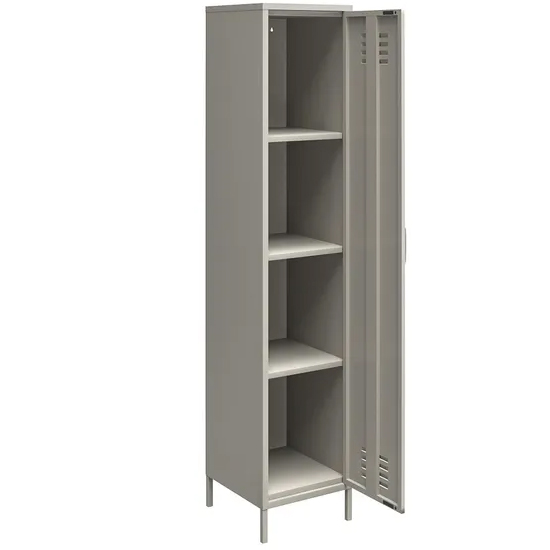Berlin Metal Storage Cabinet Tall With 1 Door In Taupe