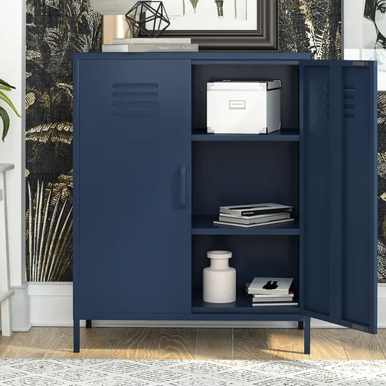 Berlin Metal Storage Cabinet Tall In 2 Doors In Navy