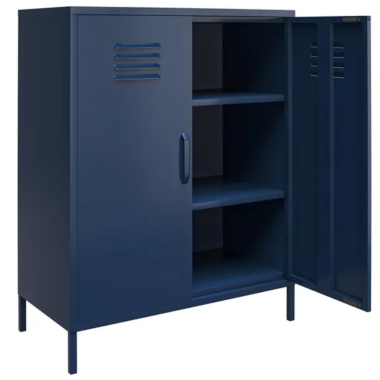 Berlin Metal Storage Cabinet Tall In 2 Doors In Navy