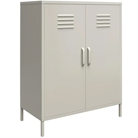 Berlin Metal Storage Cabinet Tall In 2 Doors In Taupe