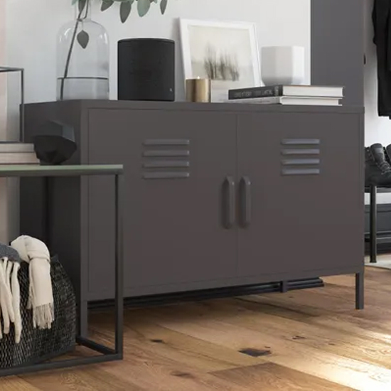 Read more about Berlin metal storage cabinet wide in 2 doors in grey