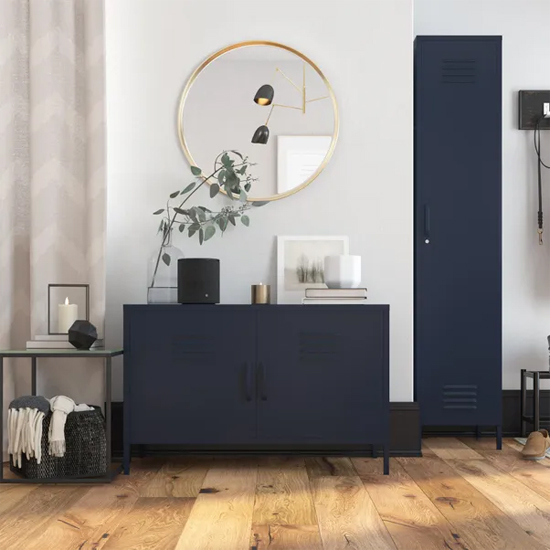 Berlin Metal Storage Cabinet Wide In 2 Doors In Navy