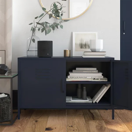 Berlin Metal Storage Cabinet Wide In 2 Doors In Navy