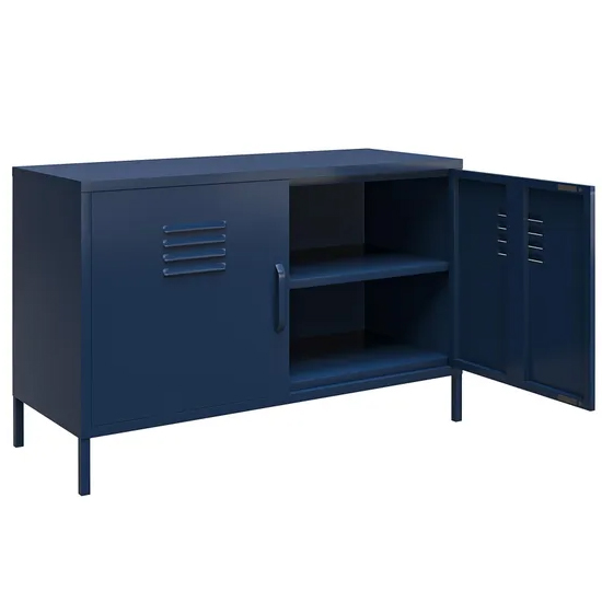 Berlin Metal Storage Cabinet Wide In 2 Doors In Navy