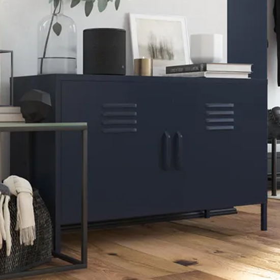 Read more about Berlin metal storage cabinet wide in 2 doors in navy
