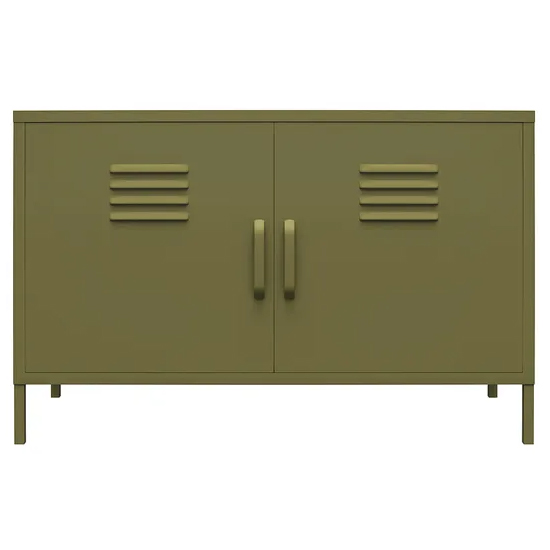 Berlin Metal Storage Cabinet Wide In 2 Doors In Olive Green