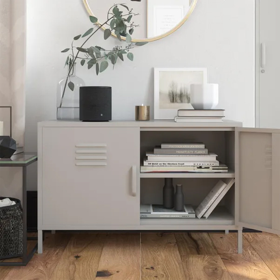 Berlin Metal Storage Cabinet Wide In 2 Doors In Taupe