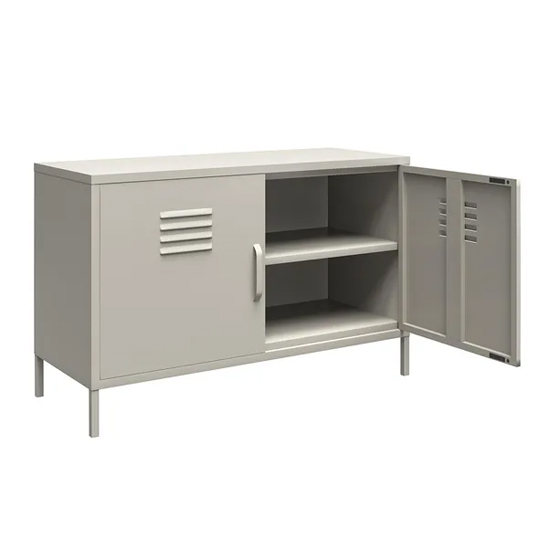 Berlin Metal Storage Cabinet Wide In 2 Doors In Taupe