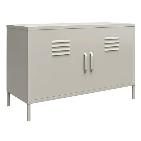 Berlin Metal Storage Cabinet Wide In 2 Doors In Taupe