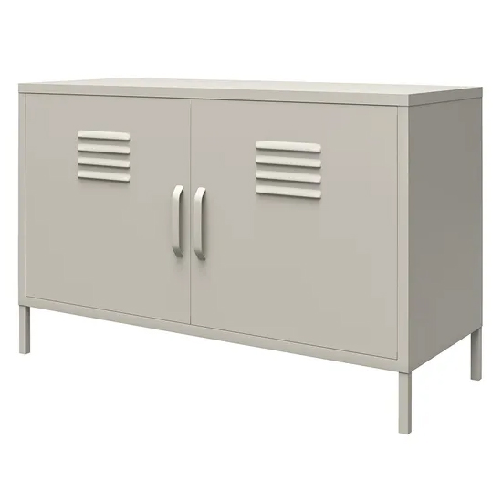 Berlin Metal Storage Cabinet Wide In 2 Doors In Taupe